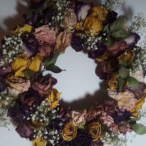 Handmade dried rose wreath